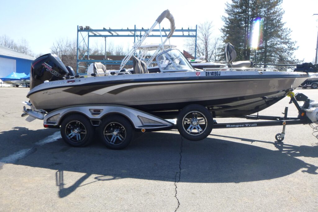2019 Ranger 620FS Fisherman power boat on trailer parked outdoors at Grand Pointe Marina dealership